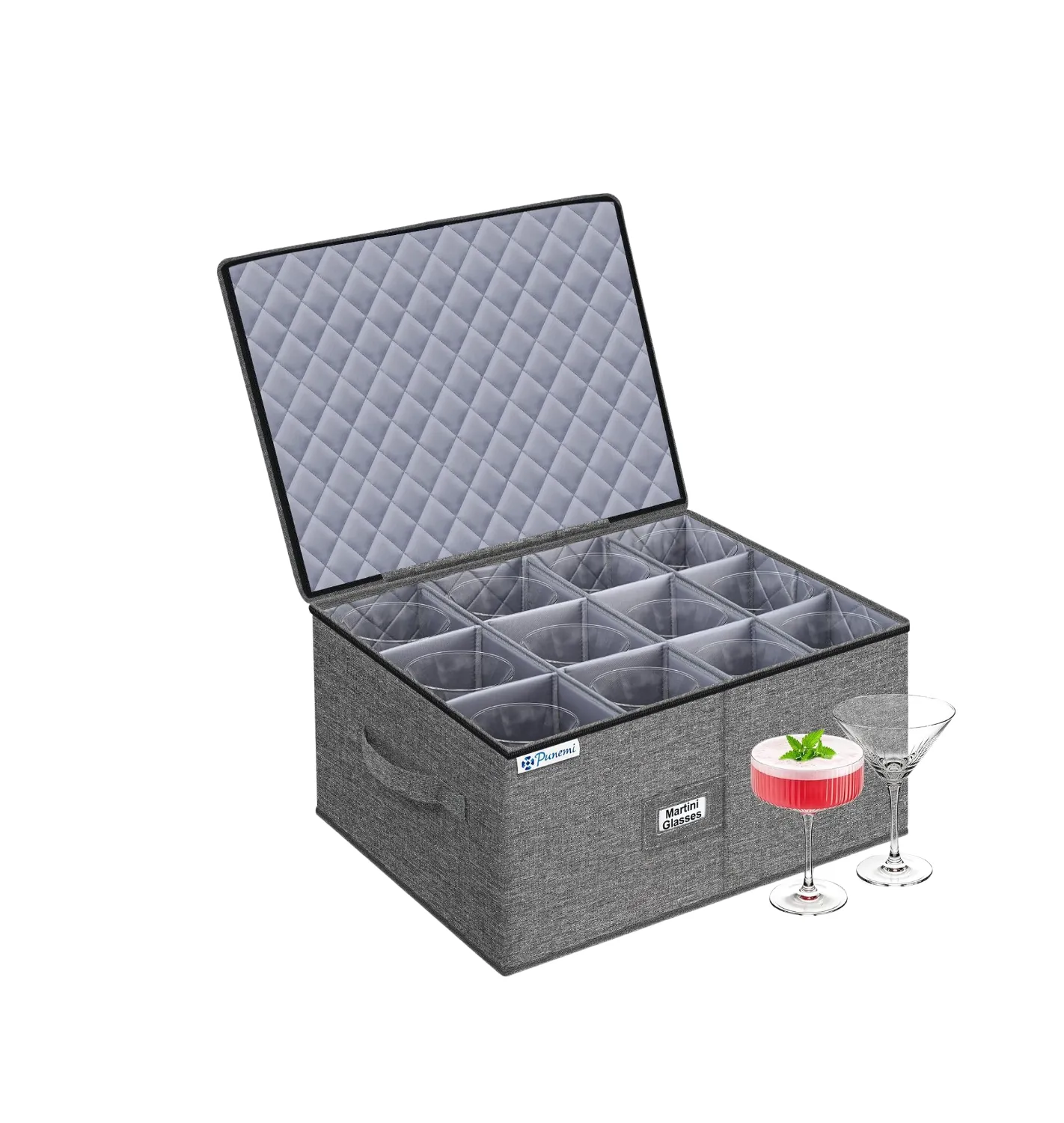 Hard Shell Stackable Moving Case for Wine Glasses - Dinner Glass 9" tall max