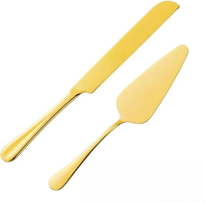 Cake Cutting Set (gold color) made with stainless steel