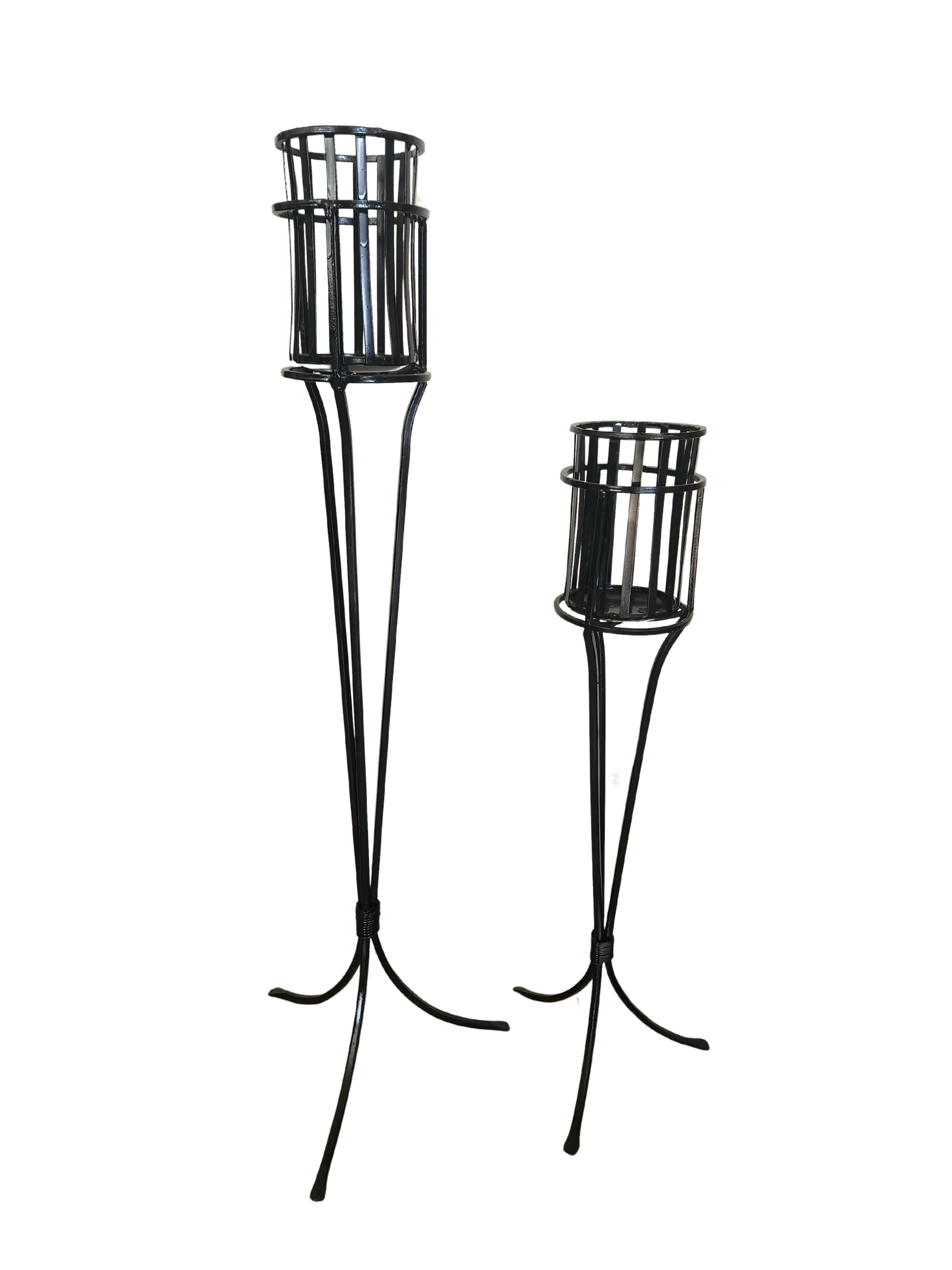 Pair of Black Candlestands 1-28" - 1-36"