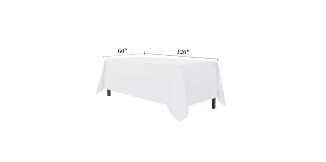 White 60" x 120" Light Polyester Rectangle Table Linen (for 8' tables)