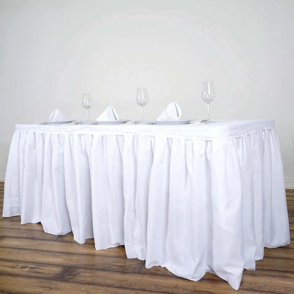 	Polyester 17ft 29" tall Table Skirt White - Classic Pleated Design for Weddings & Events