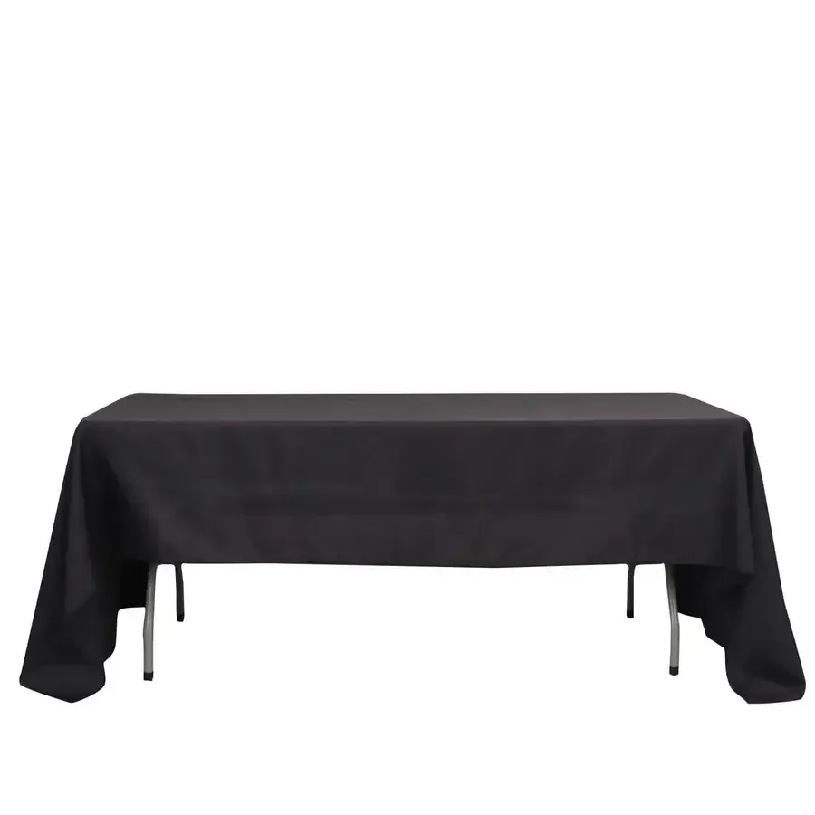 Black 60" x 102" Polyester Rectangle Table Linen 