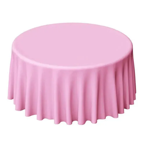 Pink 108" premium polyester round Table linen