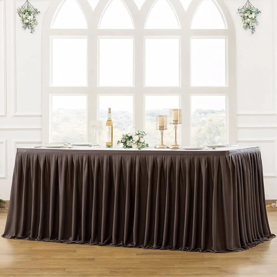 Polyester 14ft Table Skirt Black - Classic Pleated Design