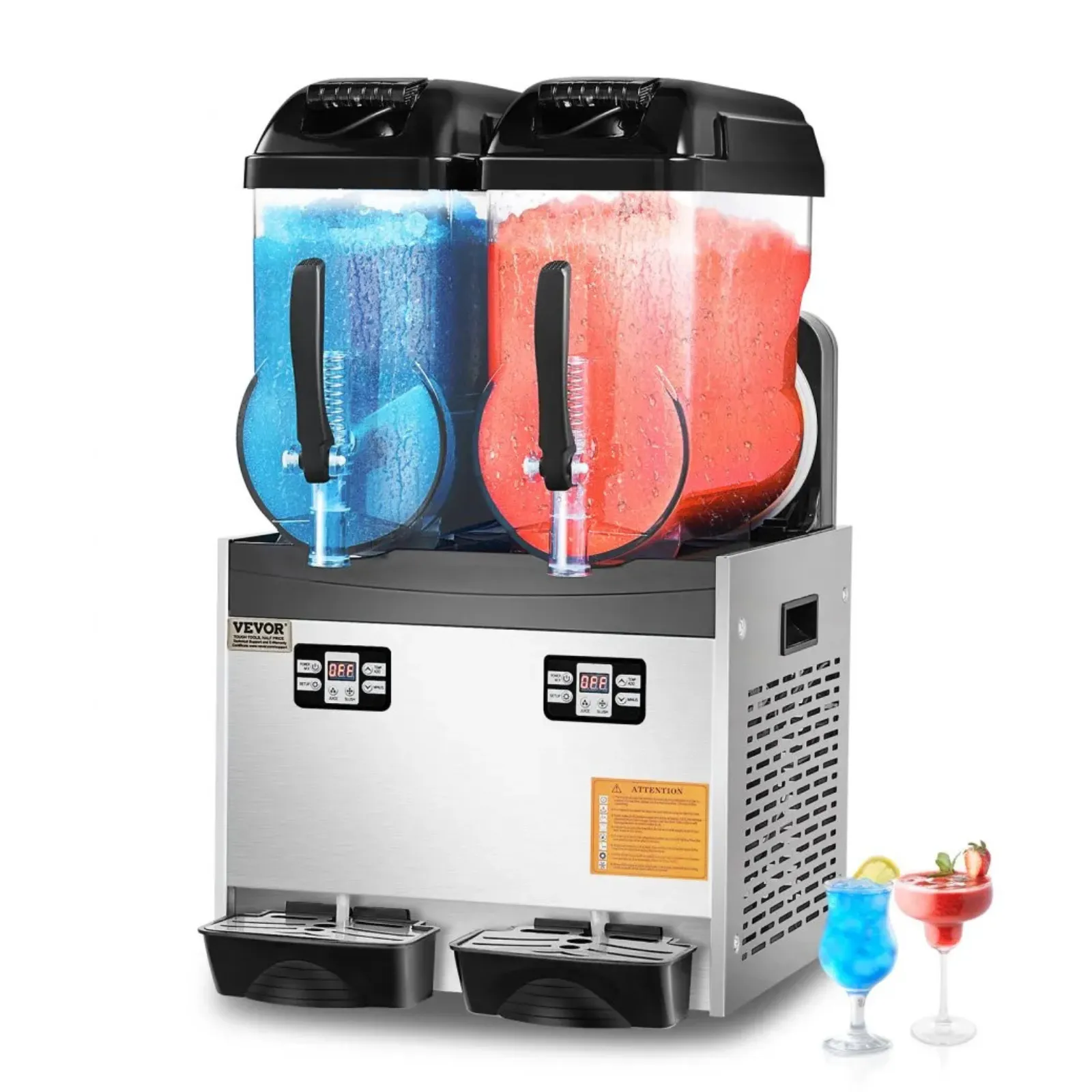  Commercial Slushy Machine, 12Lx2 Double Drink Maker