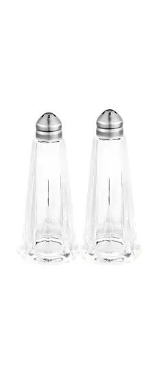 Salt and Pepper Shakers with Stainless Steel Top Glass Dispenser 1 set of 2