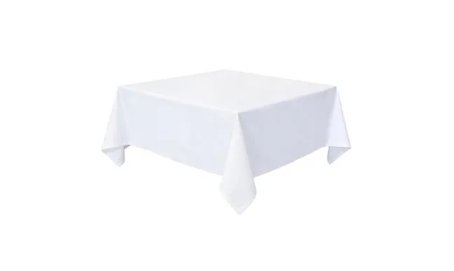 60" X 60" White Polyester Table Linen for Square Table