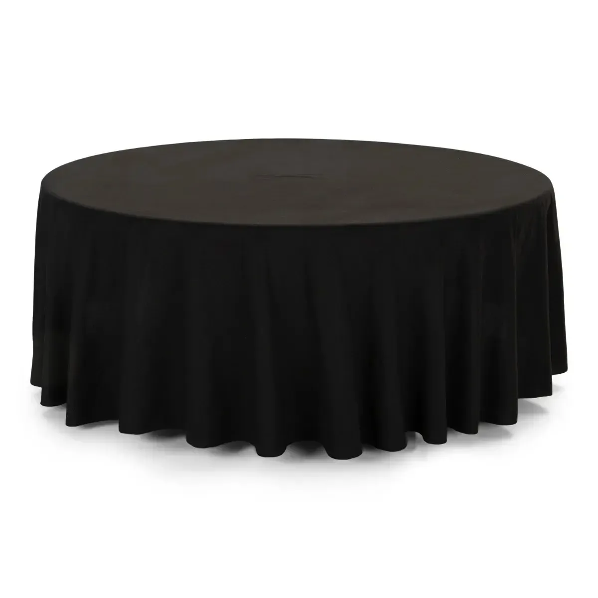 Black 120" polyester round table linen 