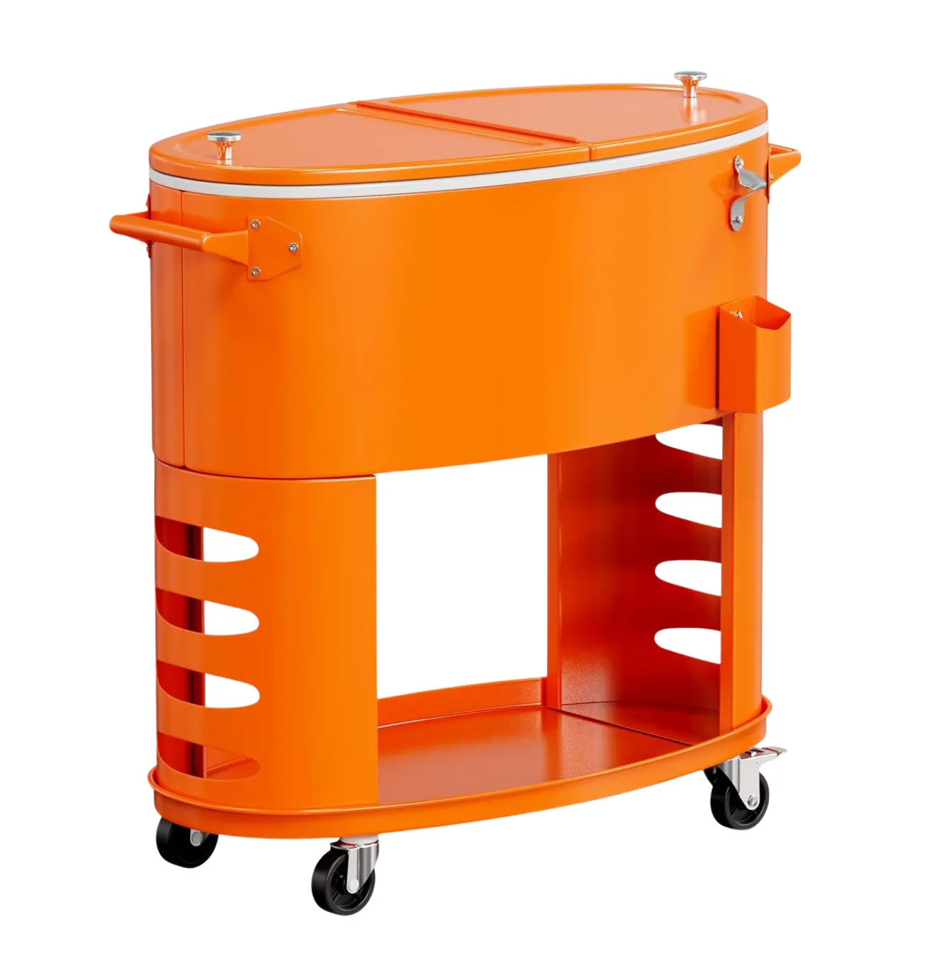 70 Quart Orange Rolling Ice Chest on Wheels - Patio Cooler