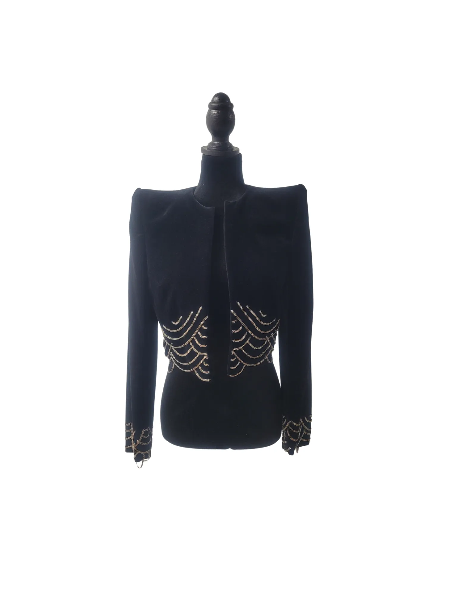 Saint Laurent Chain Detail Velvet Cropped Jacket