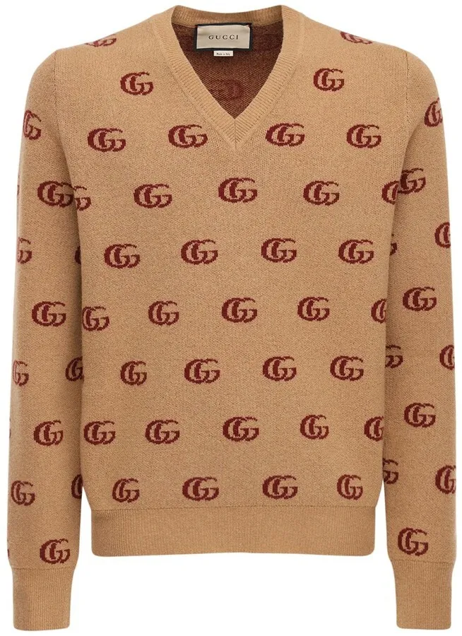 Gucci V-Neck GG Jacquard Sweater
