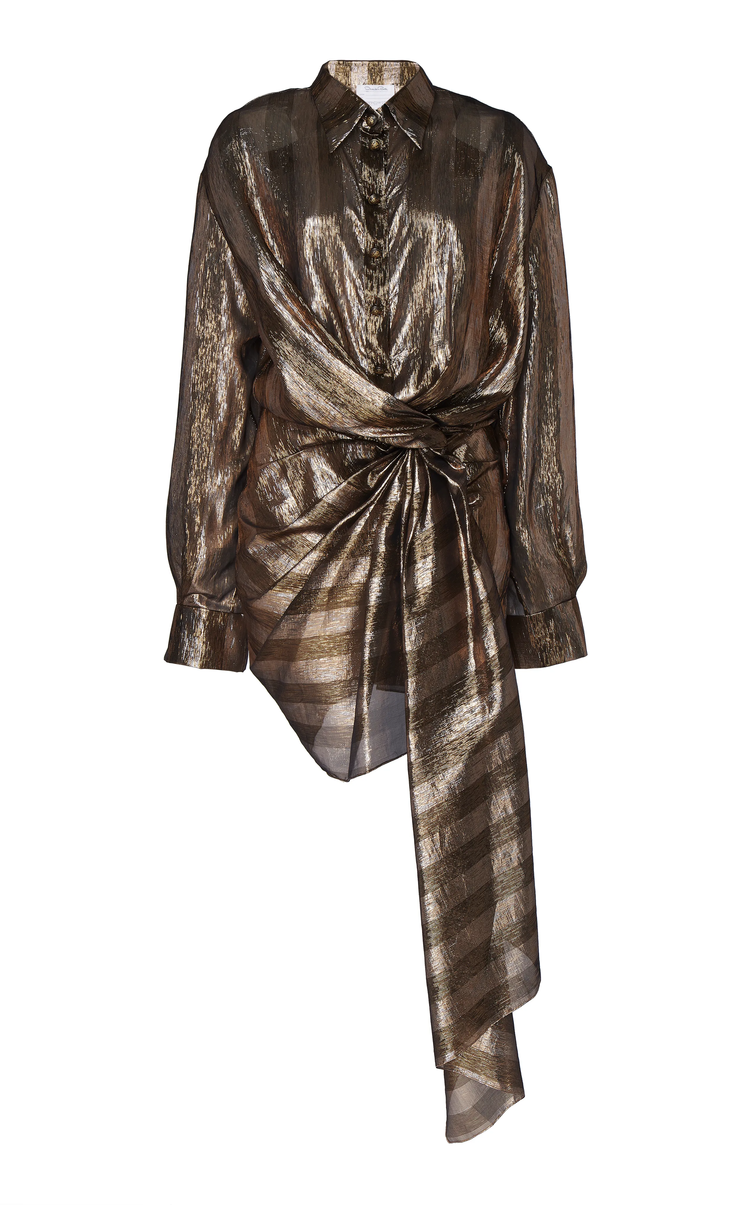Oscar De La Renta Twist Front Lame Mini Dress