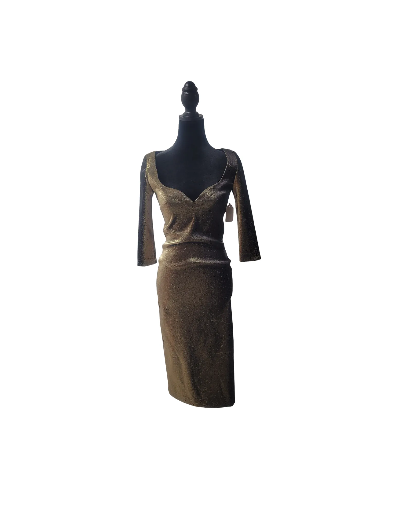 Area Gold Sweetheart Neckline Mini Dress