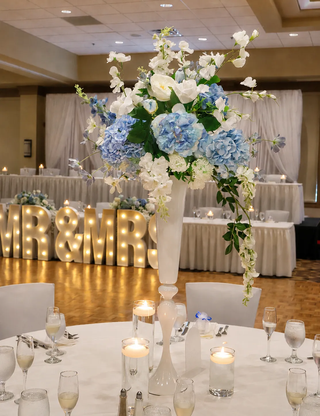 42" White Trumpet Vase