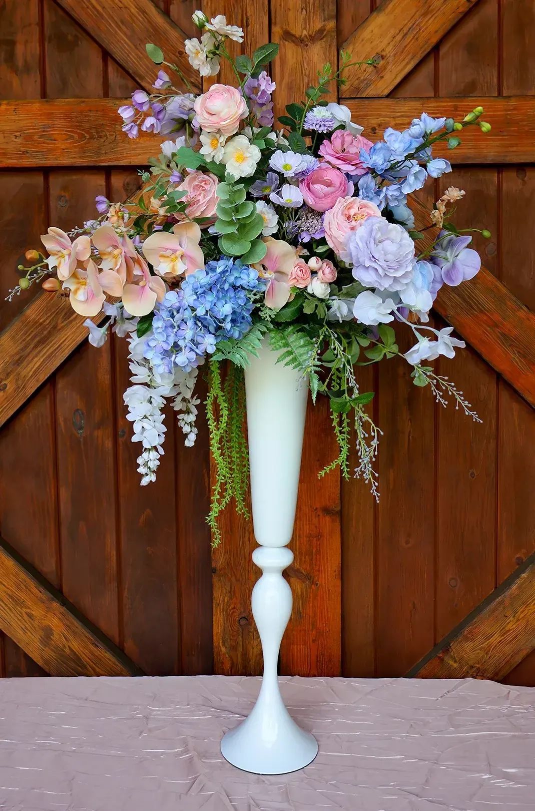 42" White Trumpet Vase