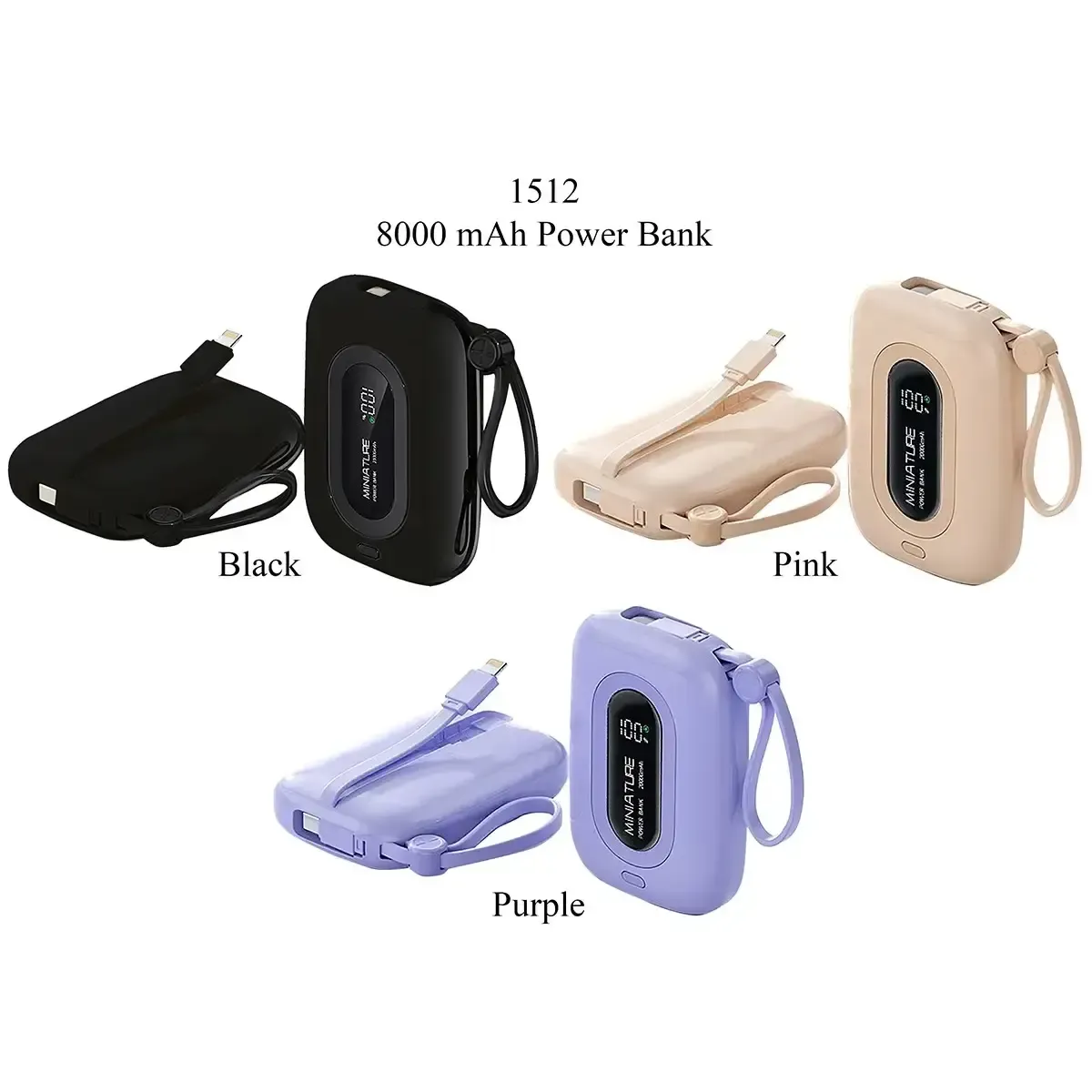 8000 Mah Power Bank W/Cables