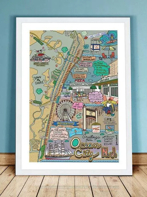 Map of Ocean City Wall Art