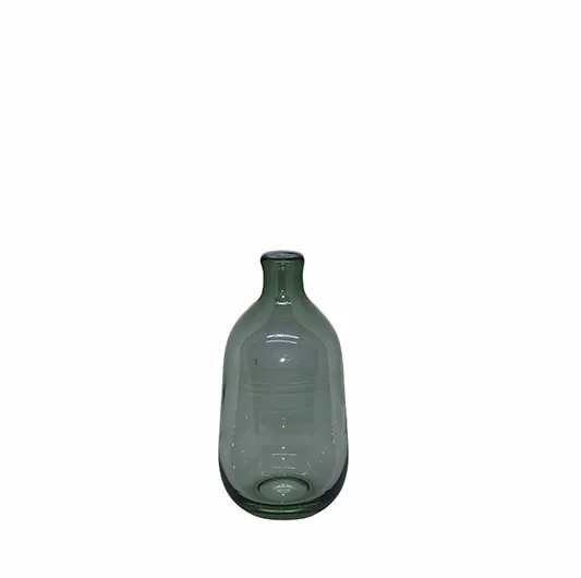 Green Tinted Oblong Glass Bud Vase