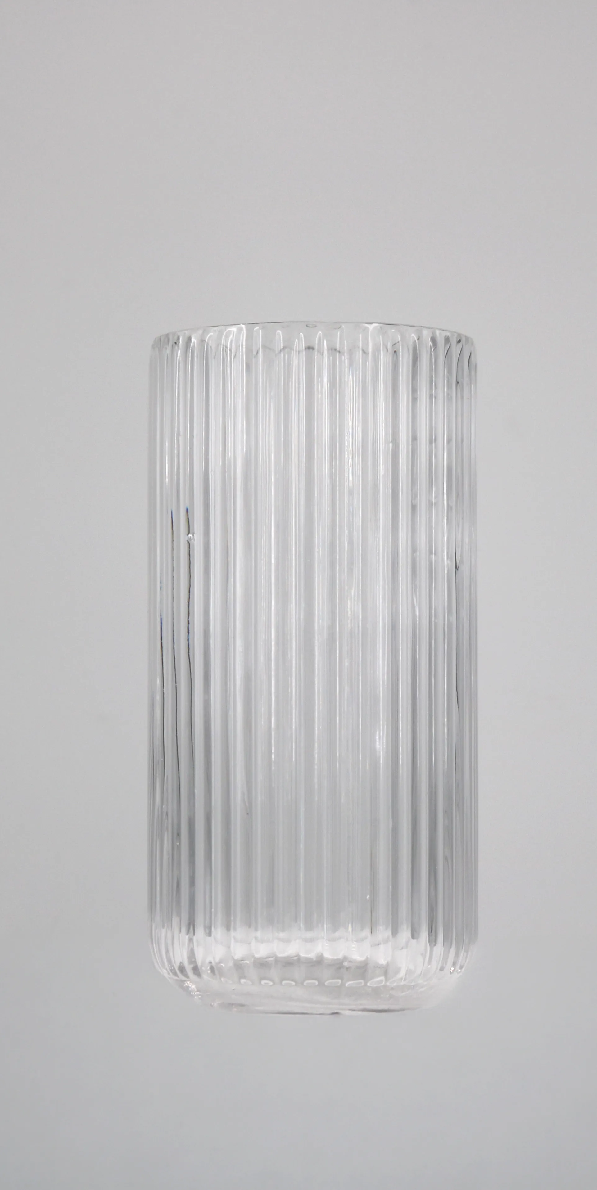 Round Pleated Clear Glass Vase