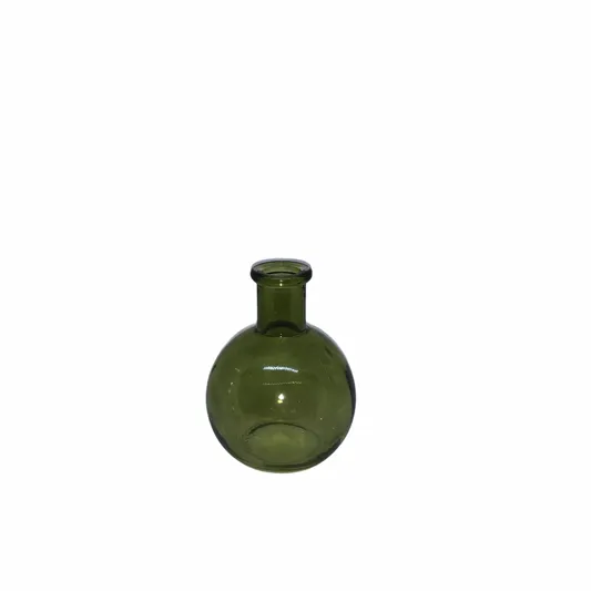 Green Tinted Round Glass Bud Vase