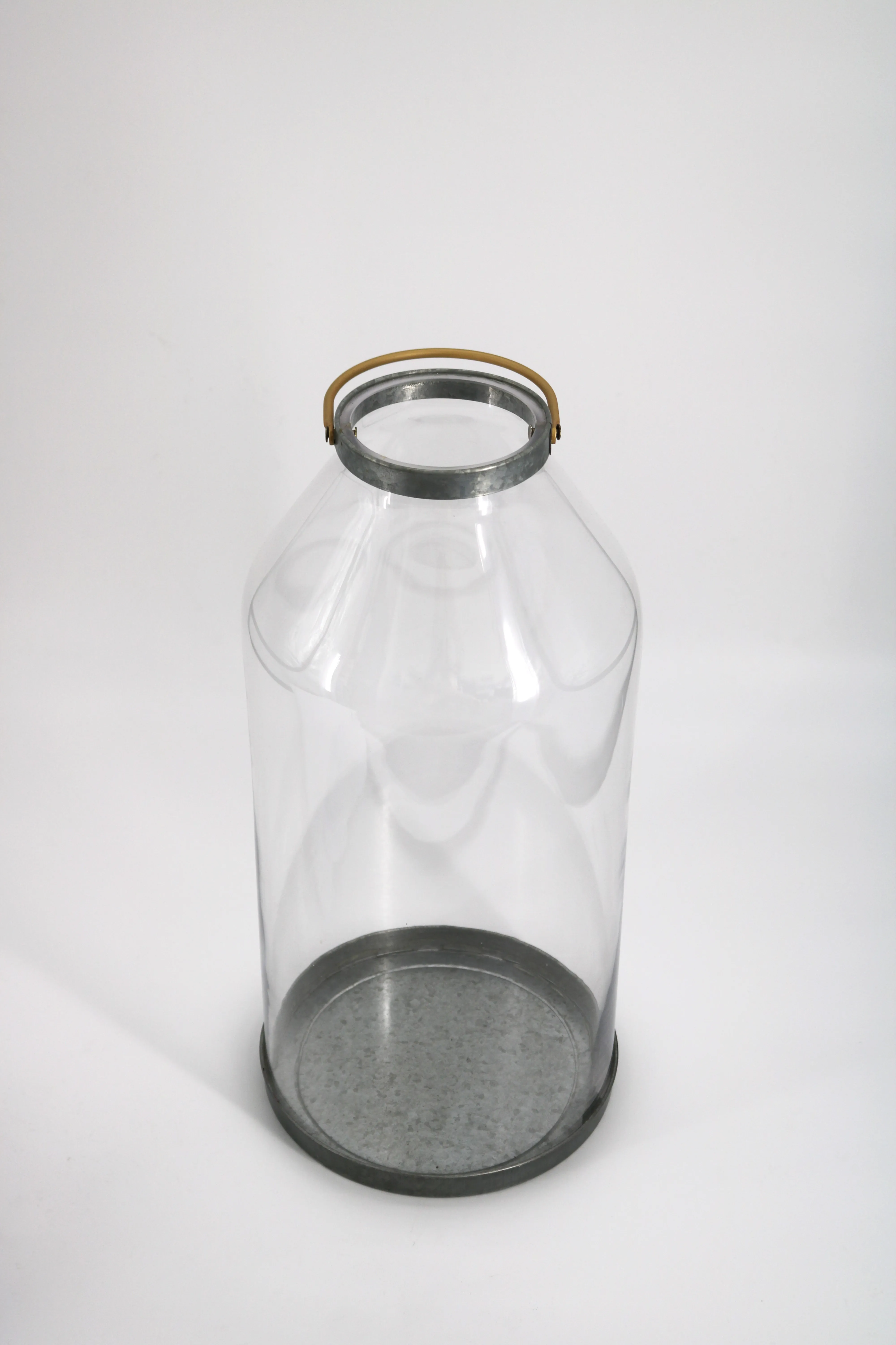 Clear Glass Vase with Galvanized Base - Extra Large