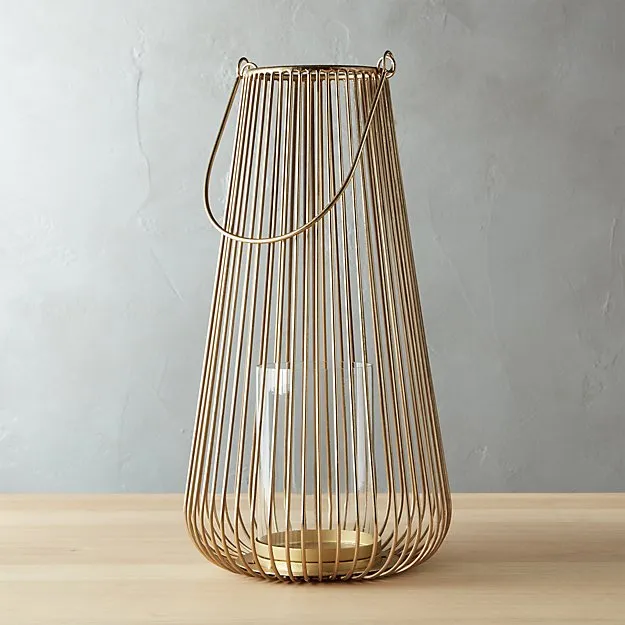 Gold Hurricane Pillar Candle Holder