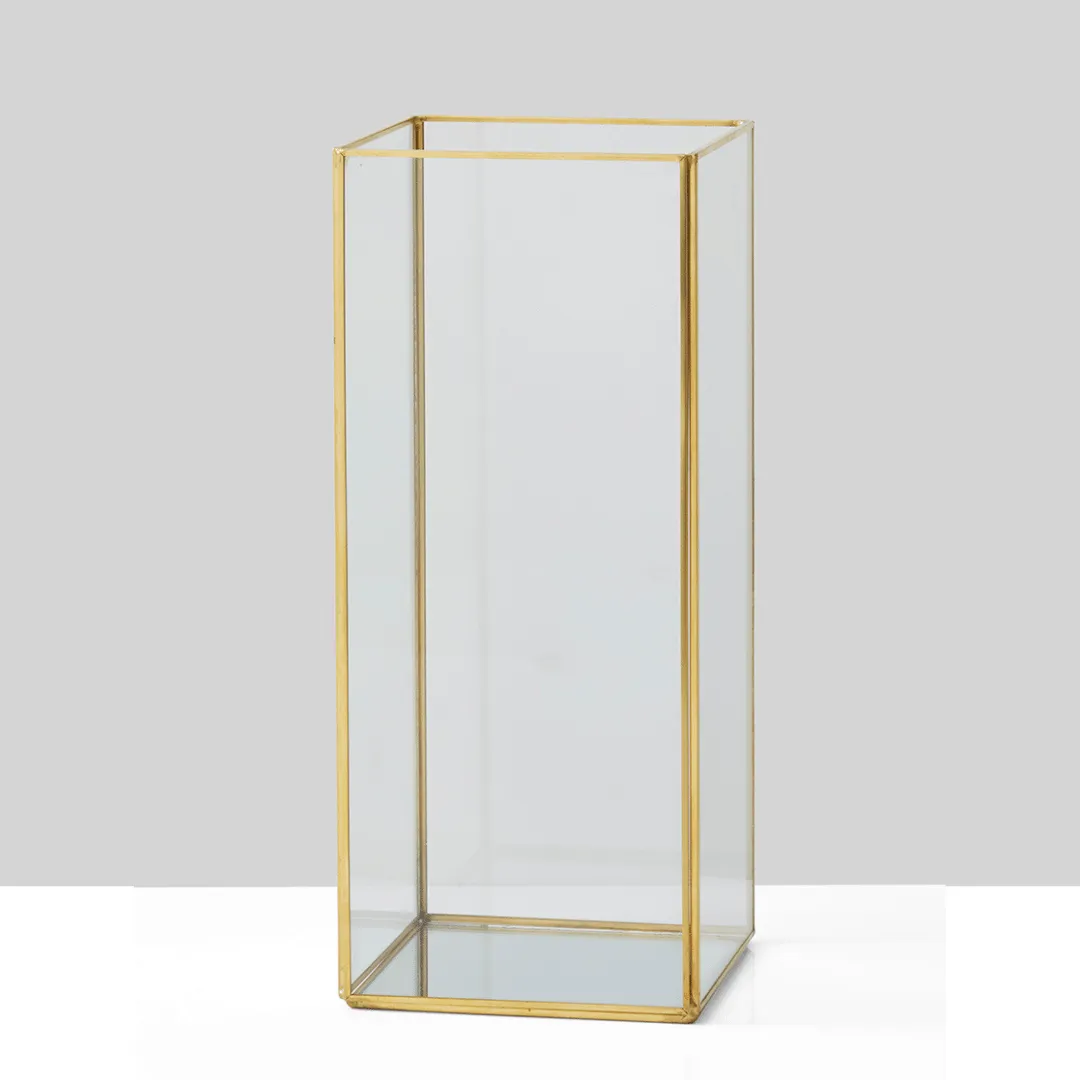 Gold & Glass Pillar Candle Holder (Tall)