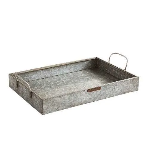 Galvanized Metal Tray with Handles