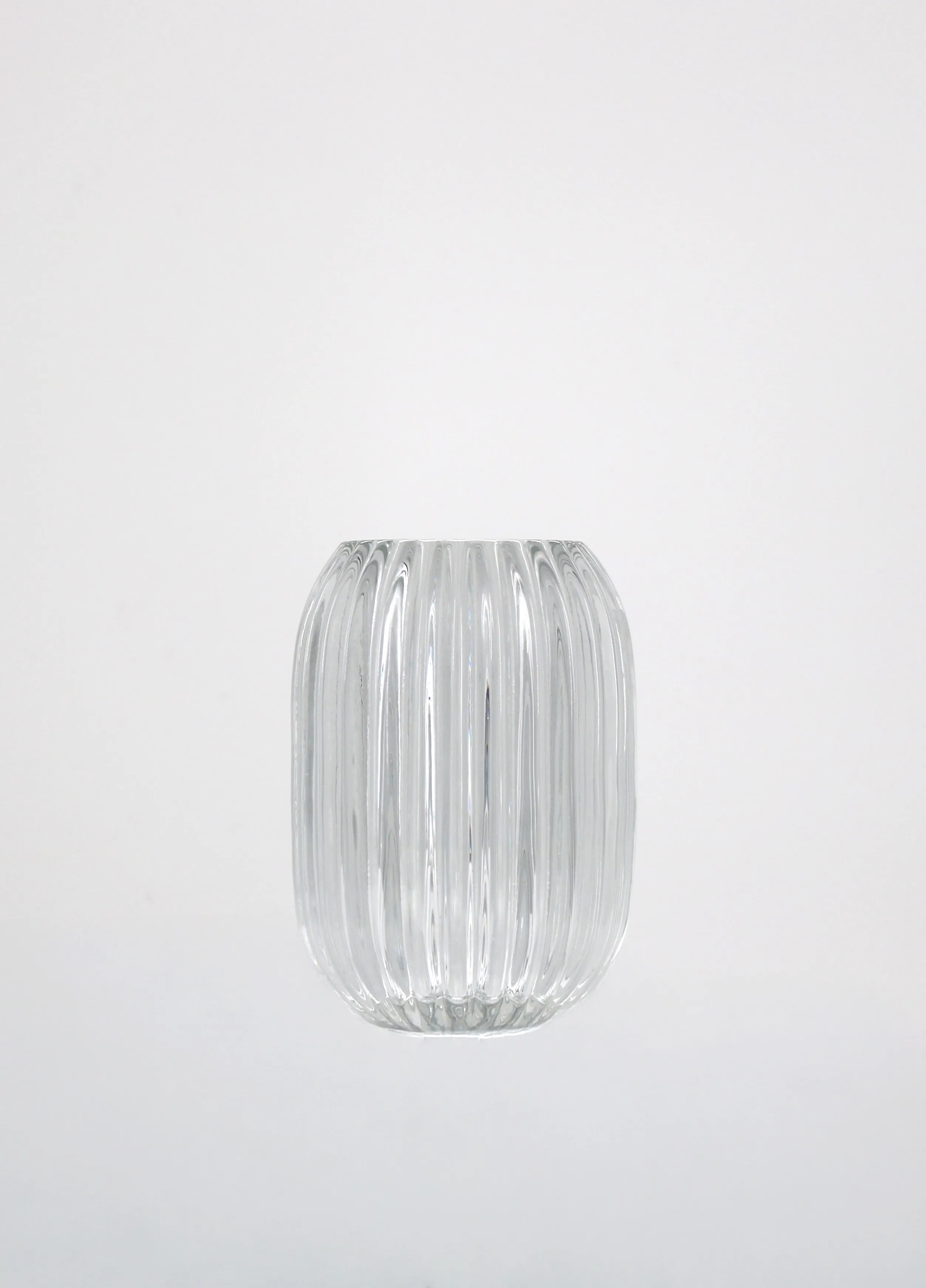 Optical Ribbed Glass Bud Vase