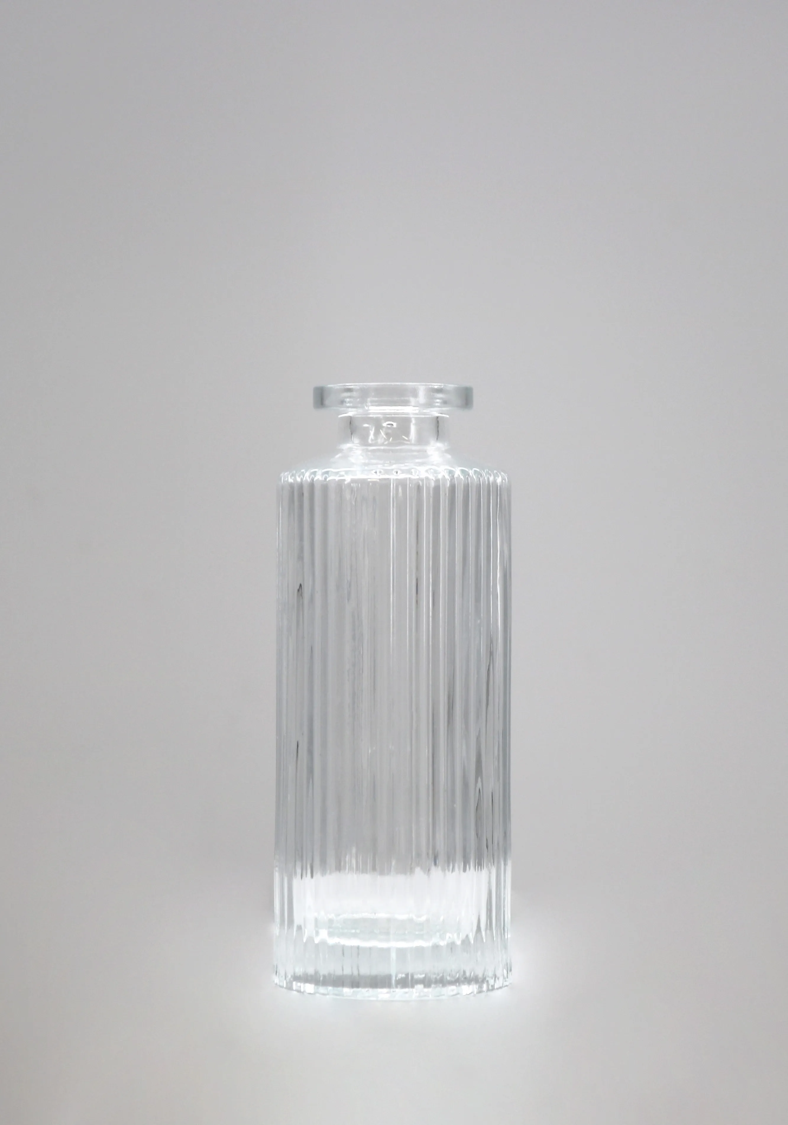 Clear Pleated Glass Bud Vase