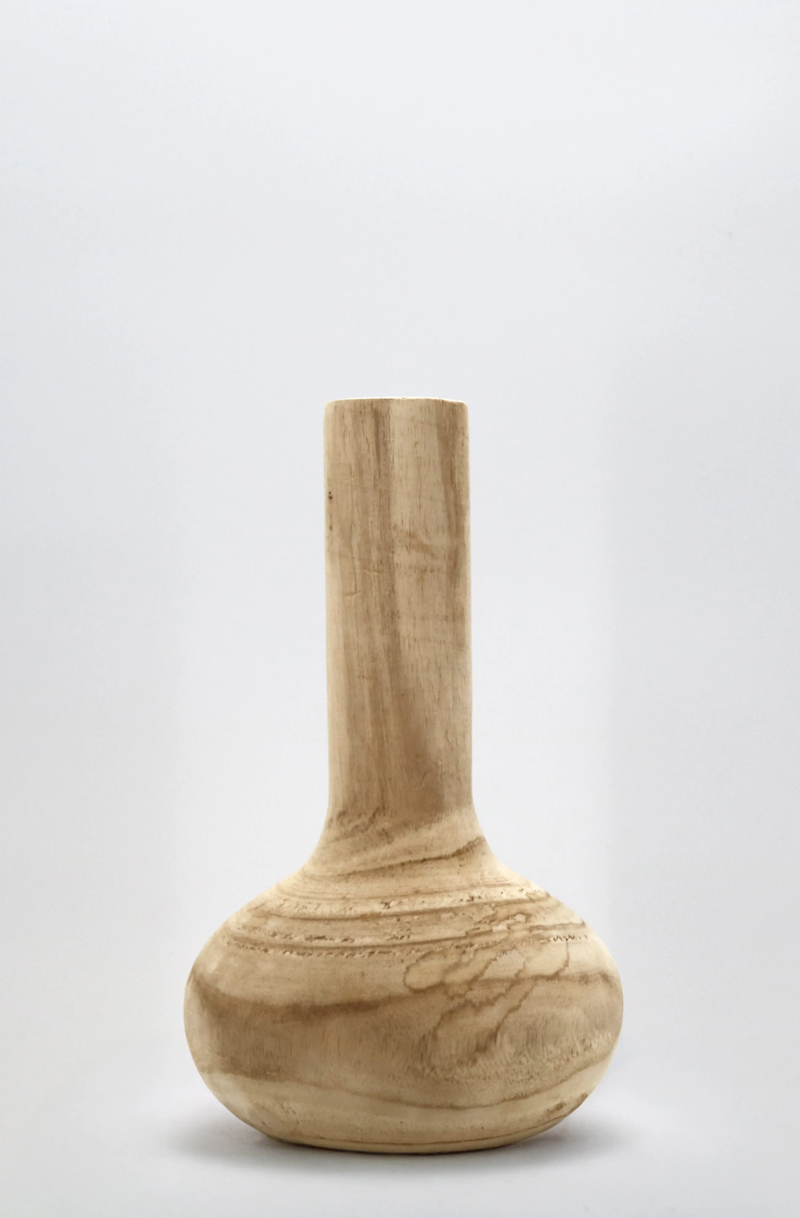Wood Bottle Vase - 12in