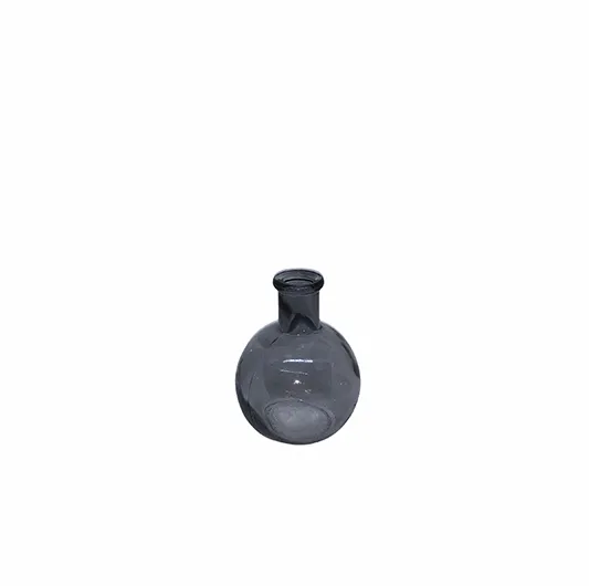 Gray Tinted Round Glass Bud Vase