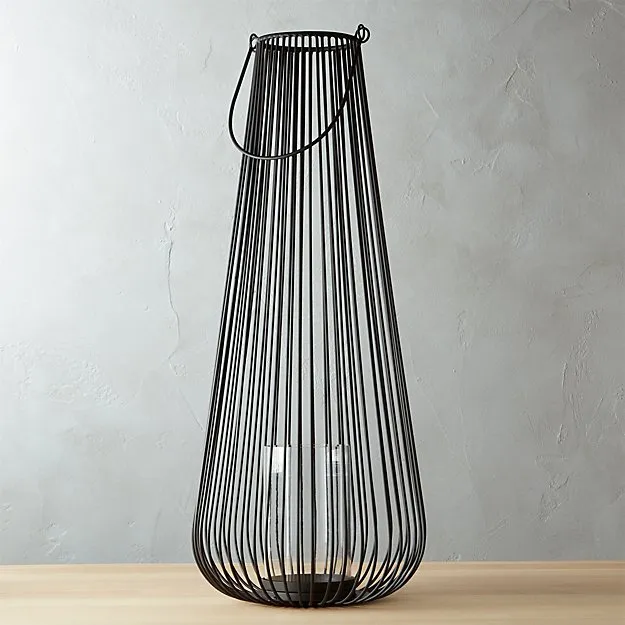 Black Hurricane Pillar Candle Holder