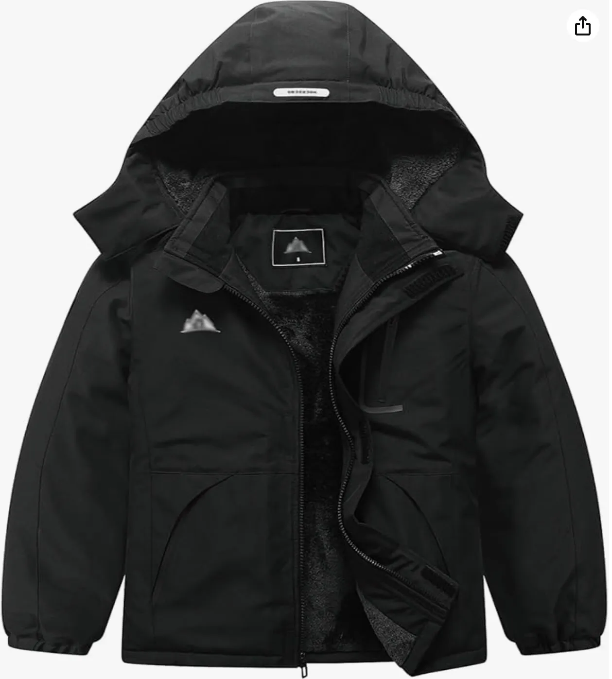 Black fleece jacket with detachable hood