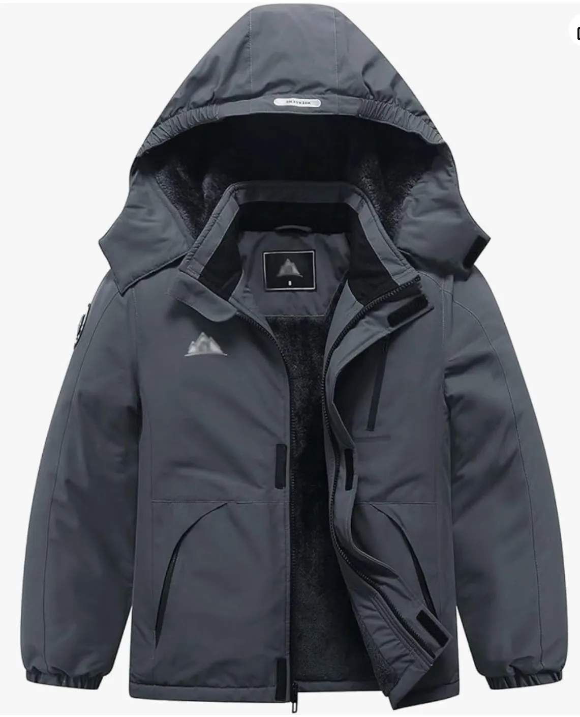 Gray fleece jacket with detachable hood