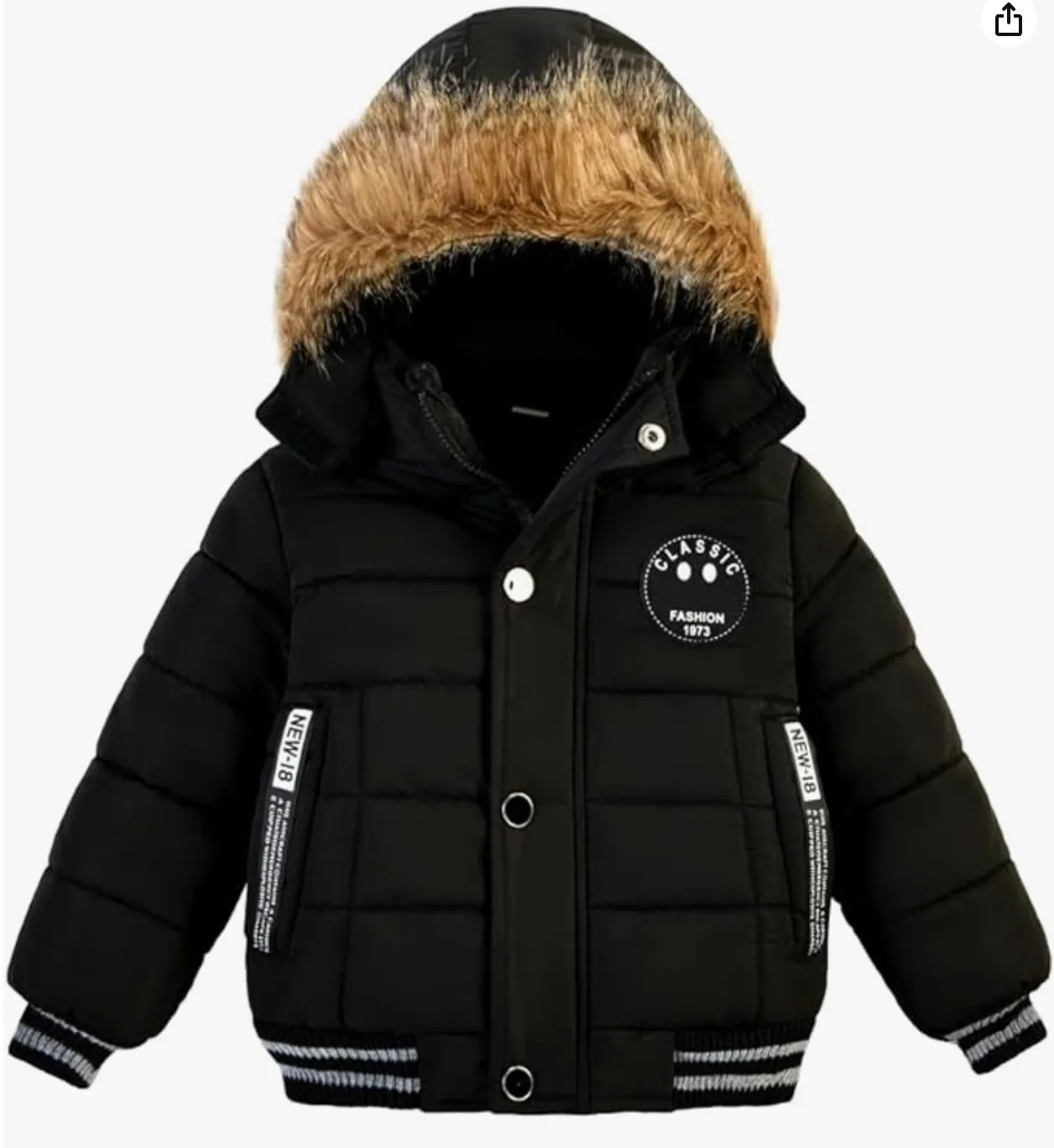 Winter Parka with fur hood-Black