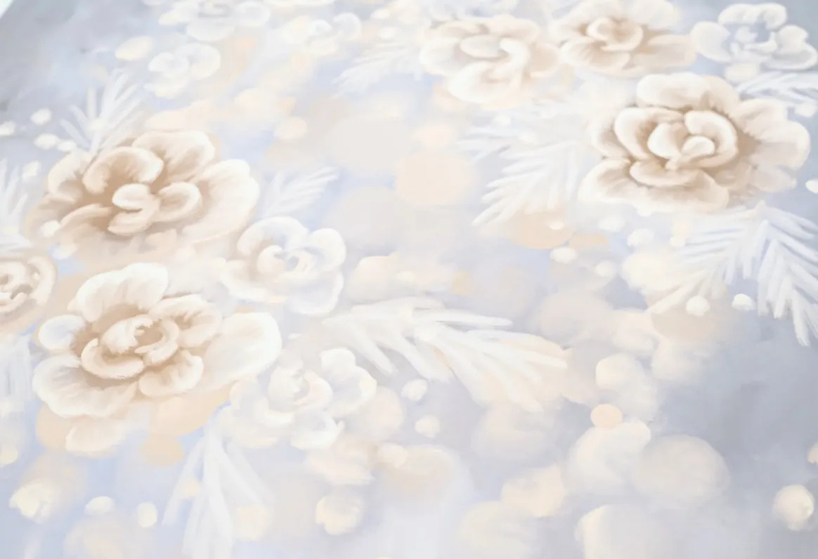 Blue & Tan Florals Floor Backdrop