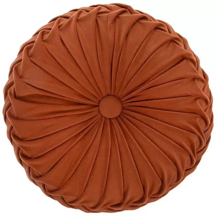 Rust Velvet Round Pillow