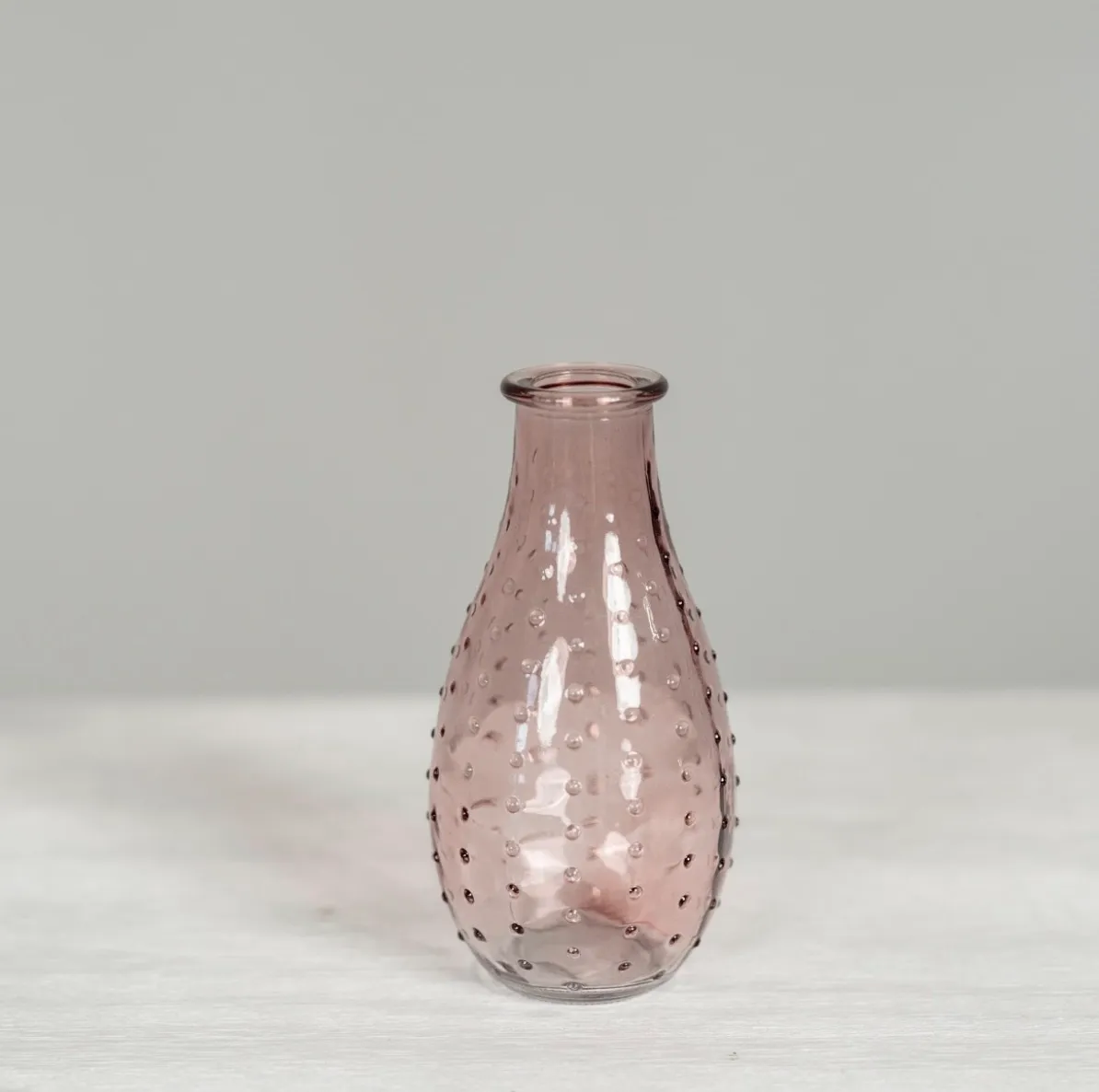 Light Pink Bud Vase w/ Polka Dot Detail