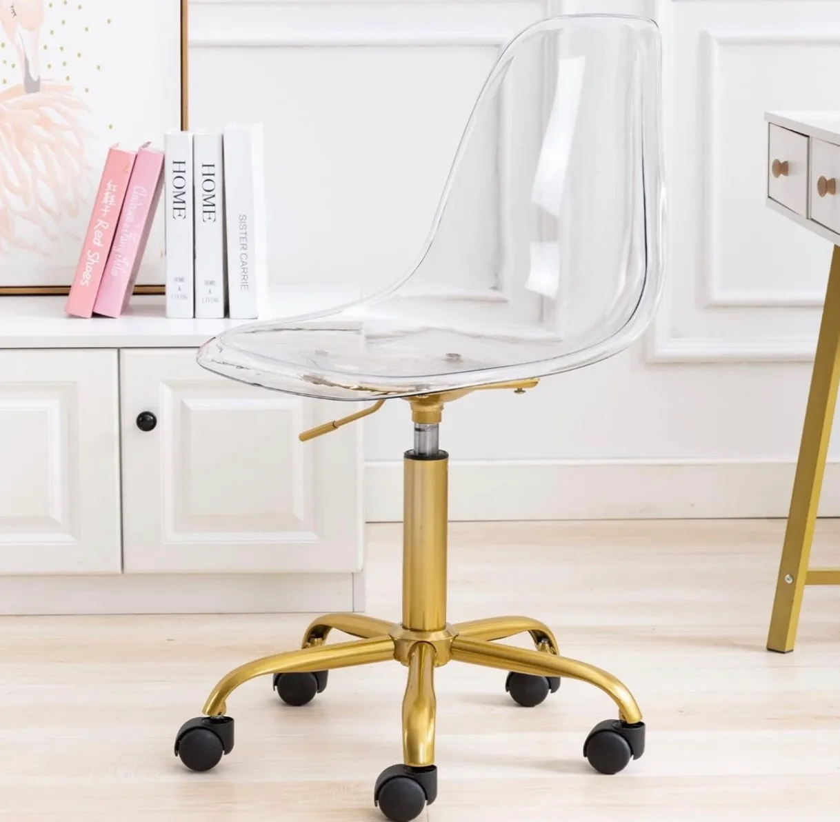 Acrylic Rolling Office Chairs (Qty:4)