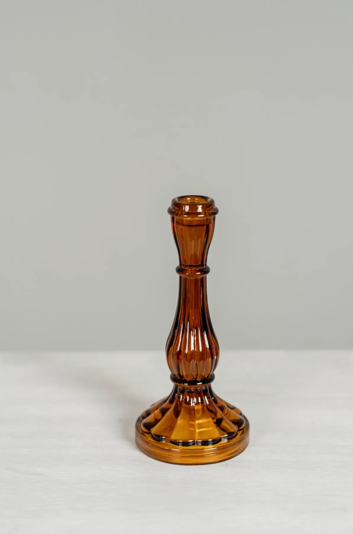 Vintage Amber Candlestick