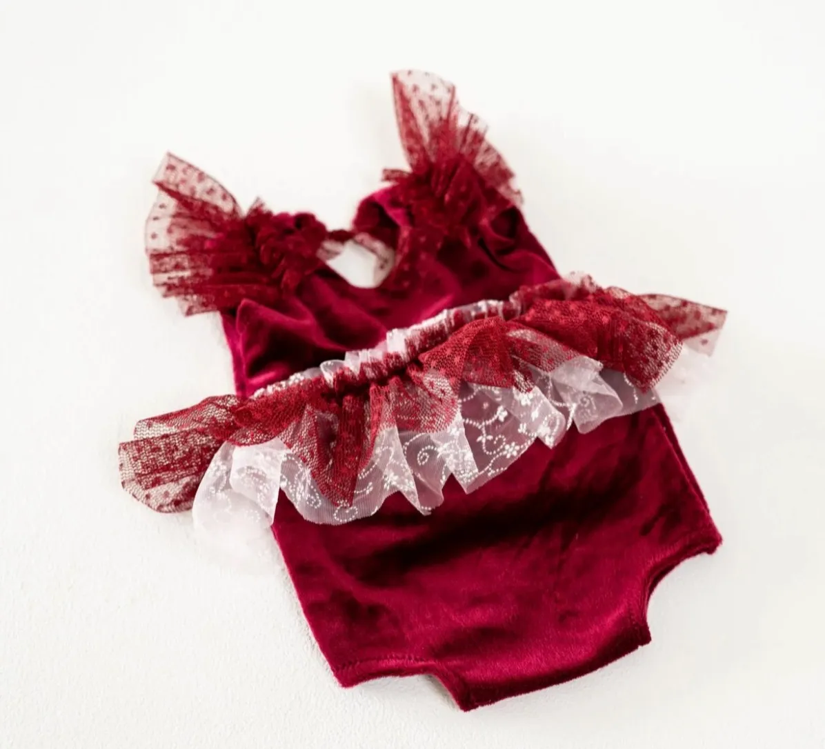 Burgundy Onesie with Ruffles