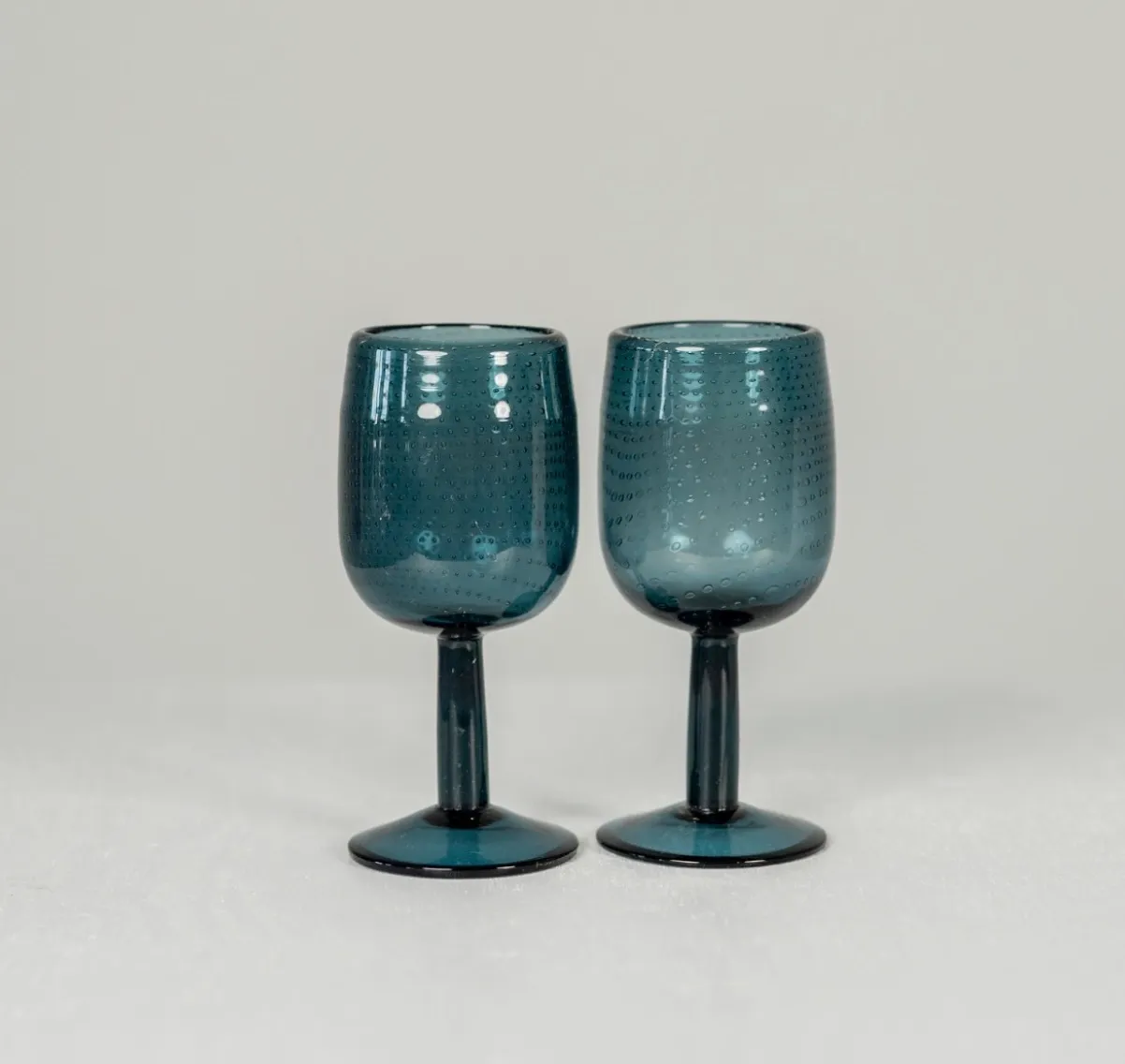 Mauve Blue Bubble Wine Glasses
