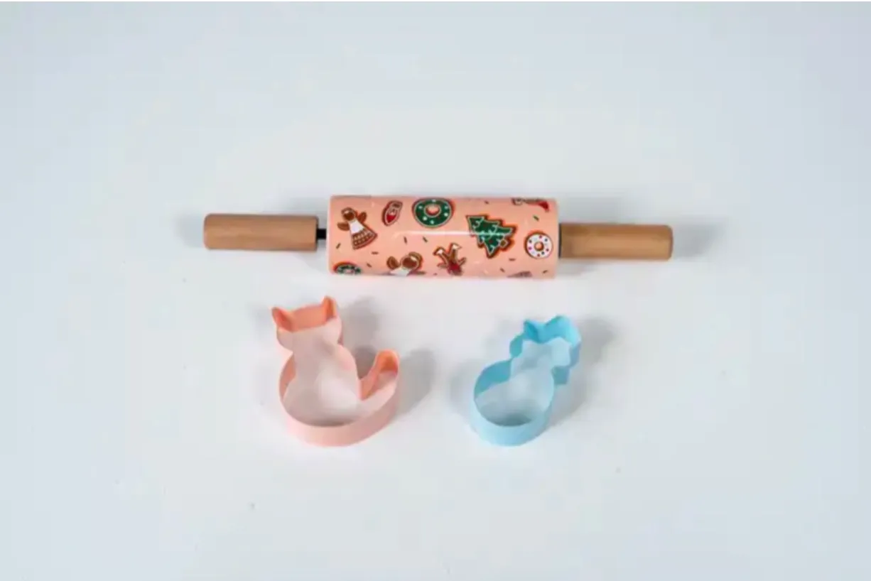 Pastel Christmas Rolling Pin and Cookie Cutters