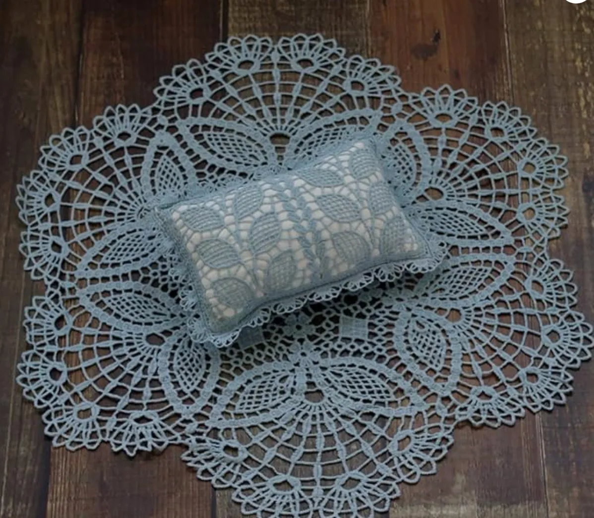 Blue Lace Mat & Pillow for Newborns
