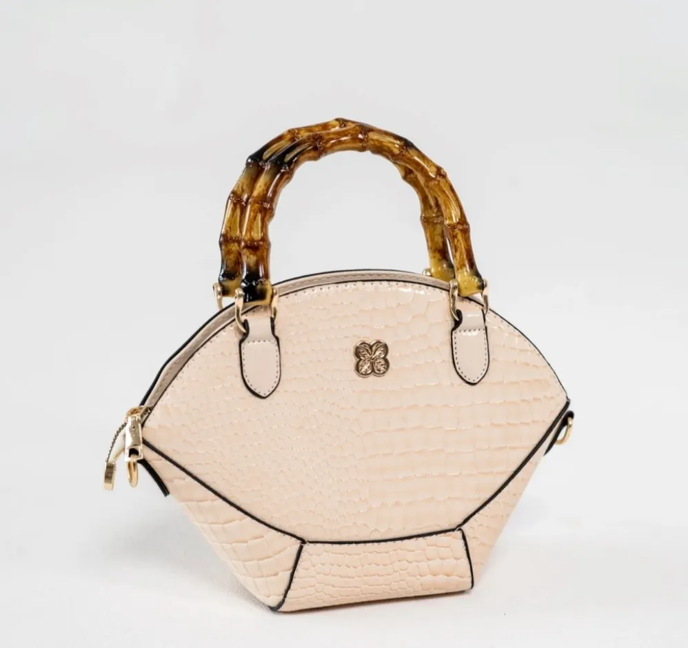 Tan Faux Alligator Bag