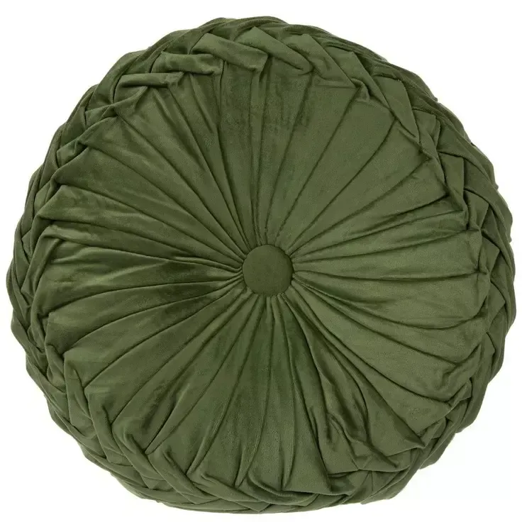 Green Velvet Round Pillow
