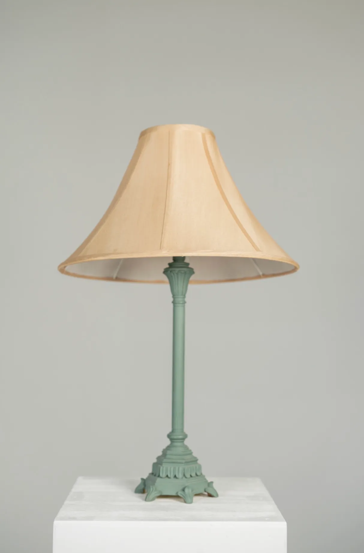 Sage Lamp with Tan Shade