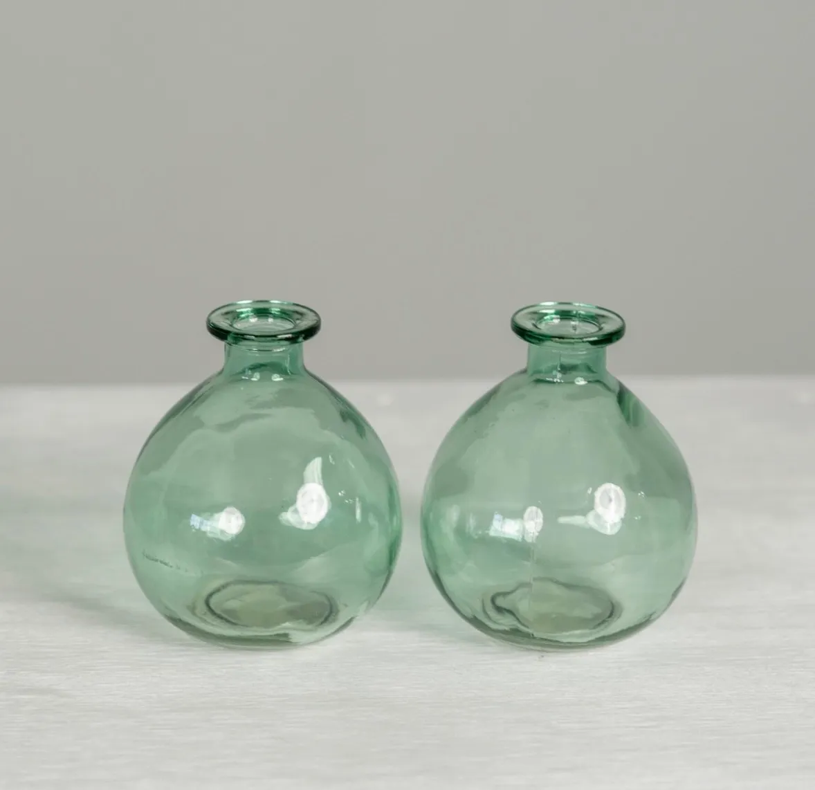 Green Glass Bubble Bud Vases