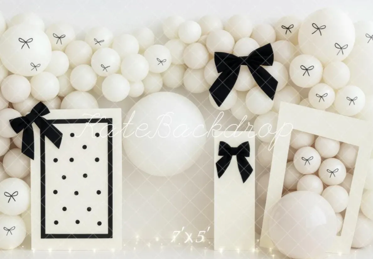 Black & White Fashion Bow Backdrop (7x5)